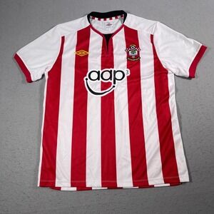 Southampton FC 2011-12 Home Jersey Umbro Men L Red White Striped Football Soccer
